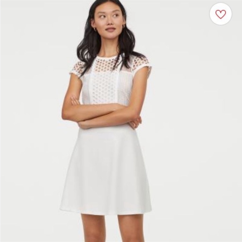 H&M White Dress with Lace Insets